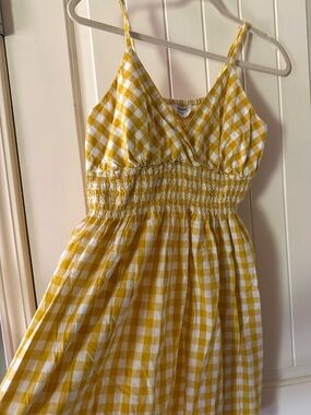 Prototype Yellow Gingham Smocked Dress. 100% cotton